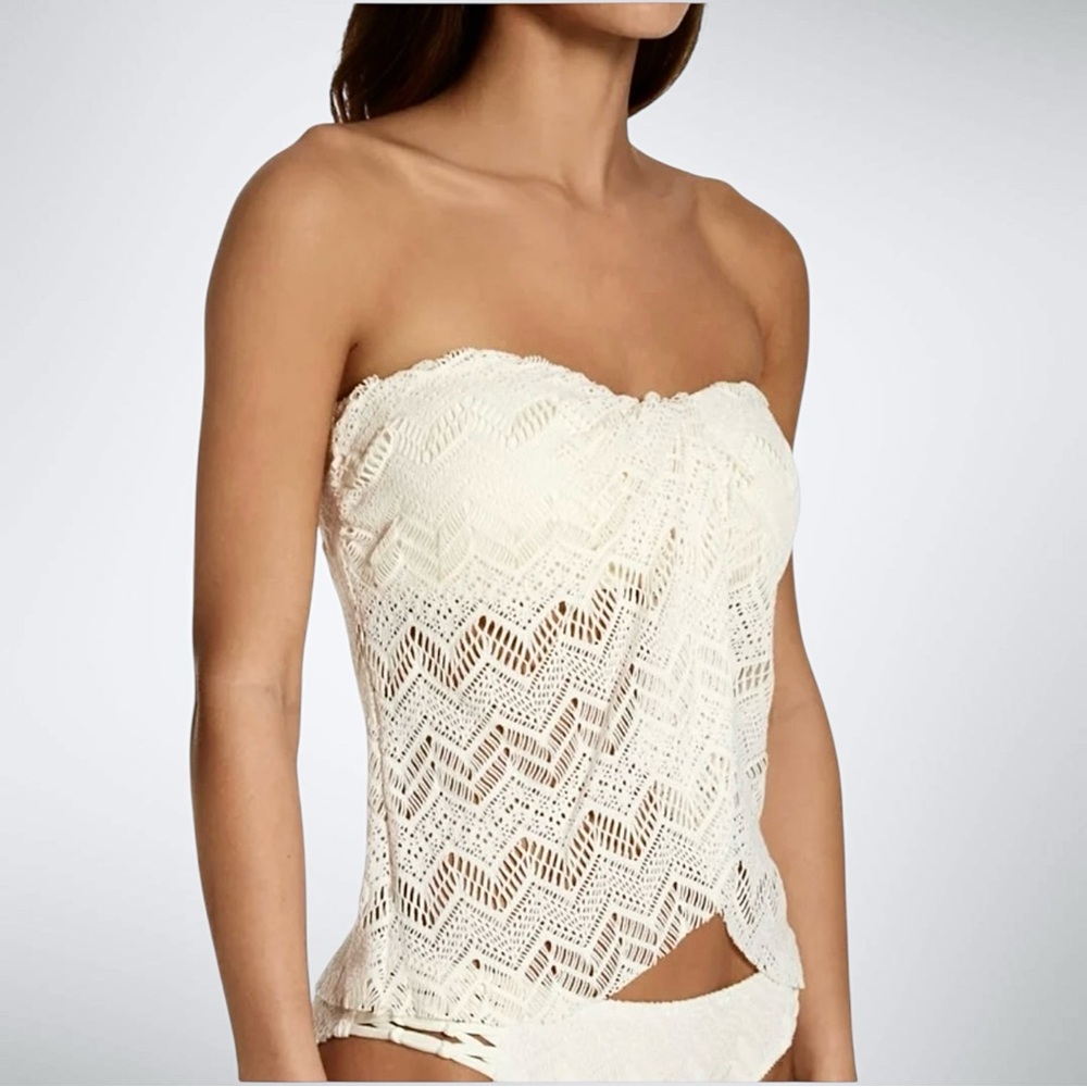 NWOT Vince Camuto Crochet Lace Draped Bandini Top - Picture 2 of 7